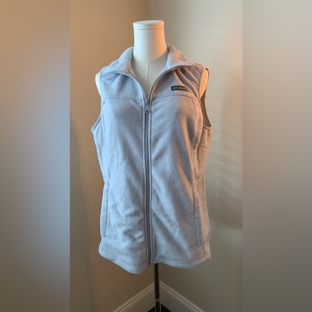 Columbia Castle Dale Light Blue Full-Zip Fleece Vest  Outdoor Hiking LARGE